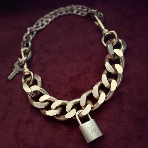 LOUIS VUITTON 🔓 #225 Lock Vintage with chunky unbranded chain - adjustable - Picture 7 of 8